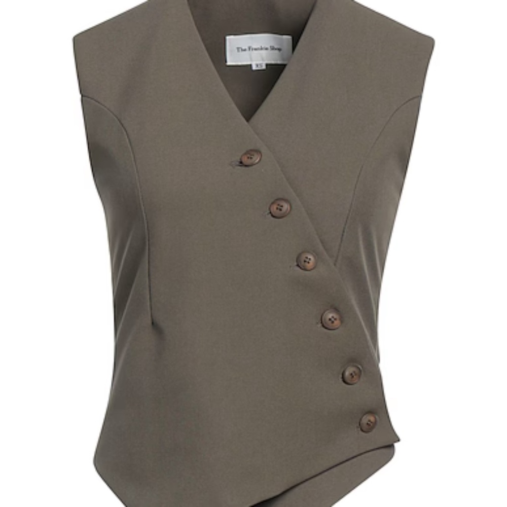 The Frankie Shop Khaki Asymmetric Button Vest | Women's L